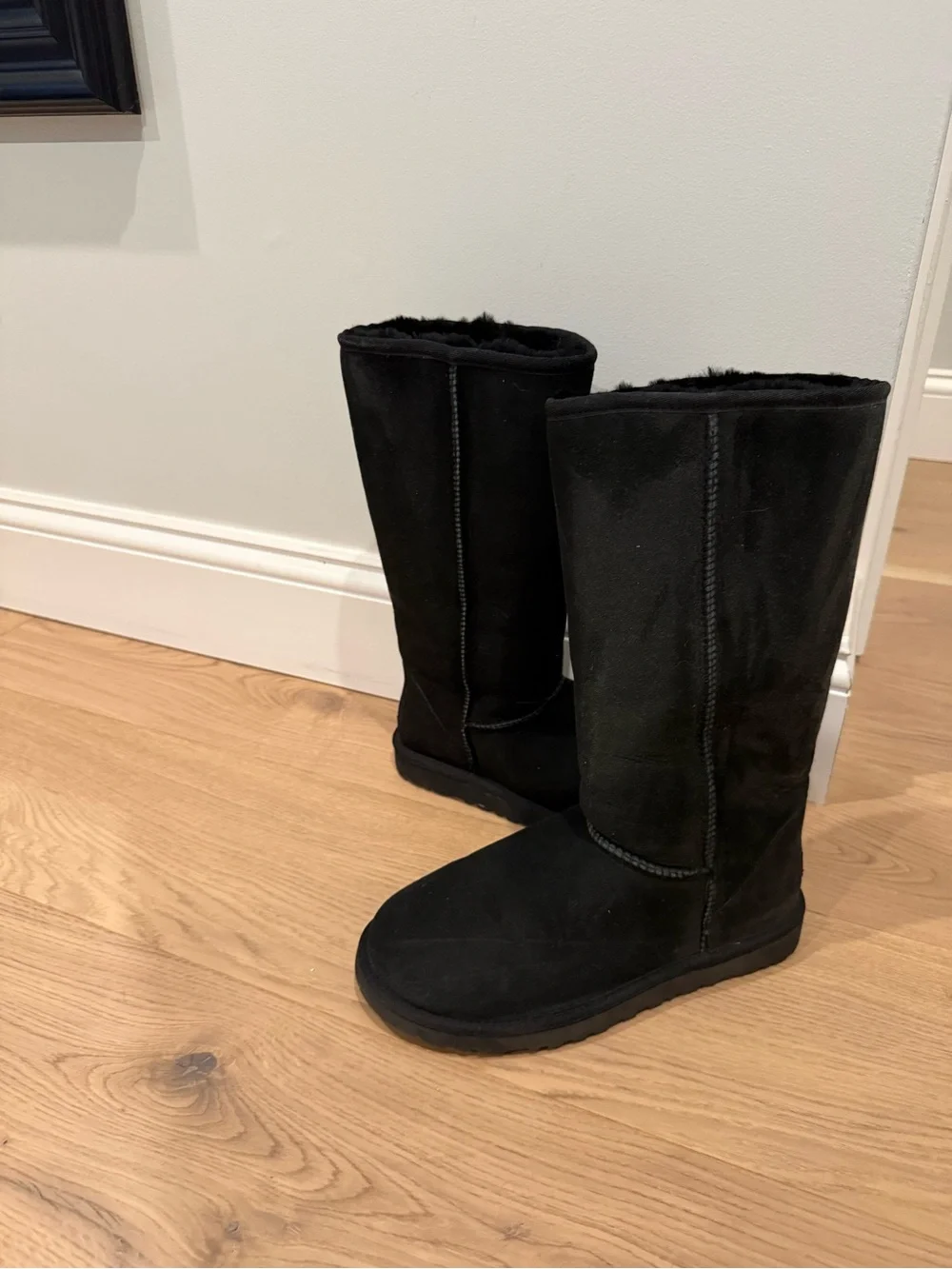 UGG Tall Black Shearling-Lined Winter Boots